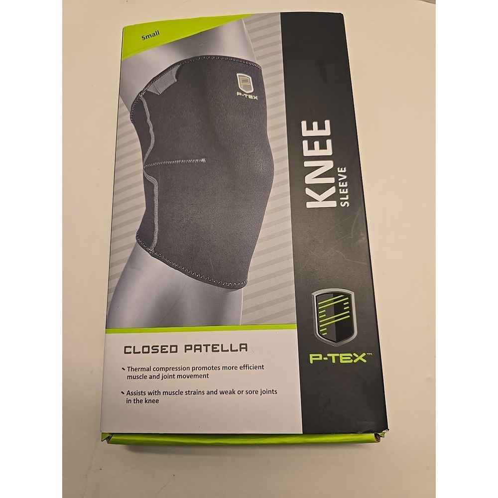 NEW P-Tex Closed Patella Knee Sleeve Sz Small Black Thermal Compression Support
